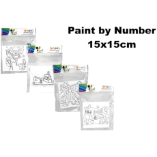 Printed Paint Canvas - 15x15cm, with paints & brush 